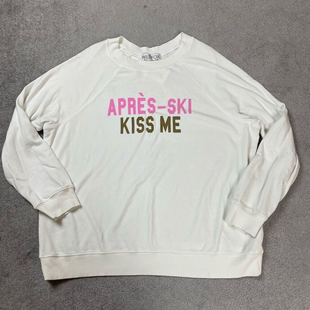 Brand New Wildfox Women’s Large Apres Ski Kiss me White Pullover Sweater